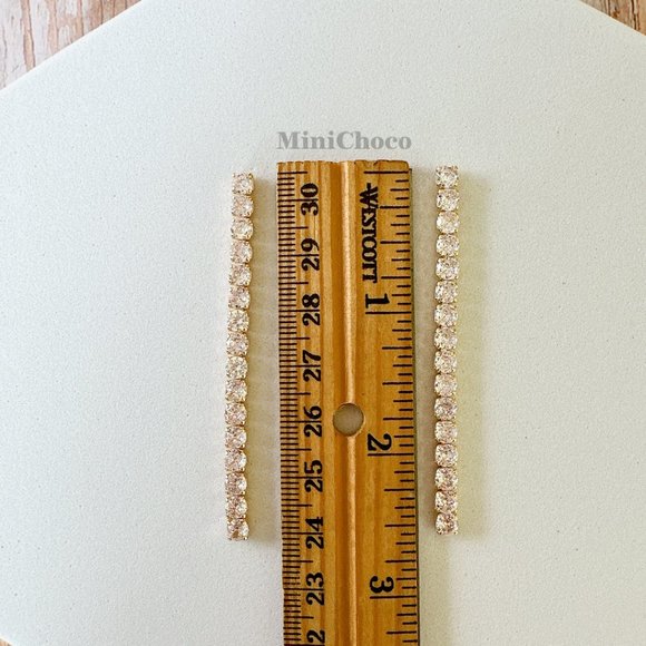 Gold Tone CZ Tennis Drop Earrings - Picture 8 of 9